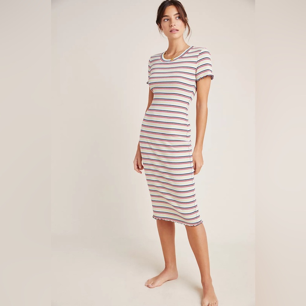 Sundry Striped Midi Tee Dress | Medium